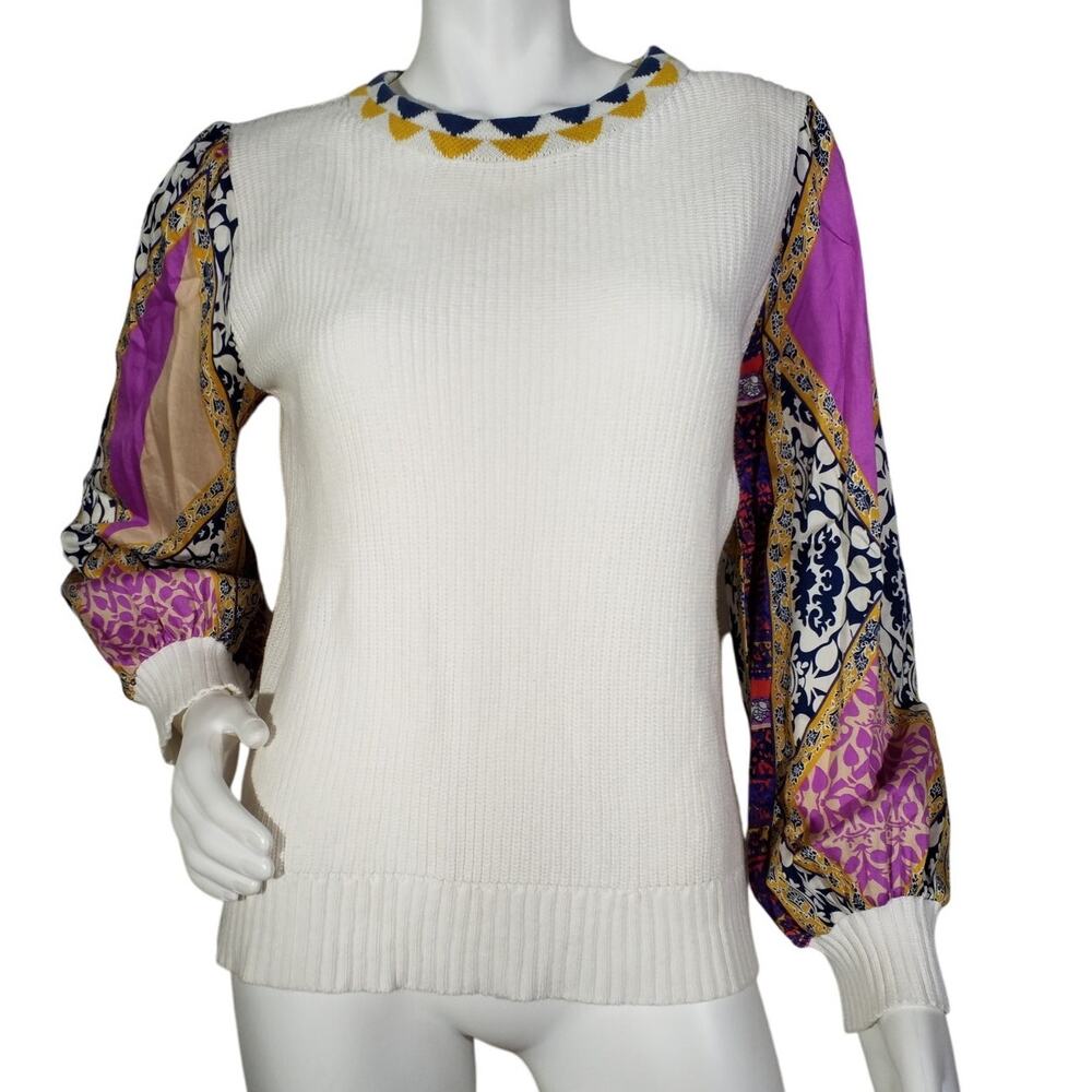 Fate Sweater | Medium | Boho Patchwork Sleeve Knit - image 1